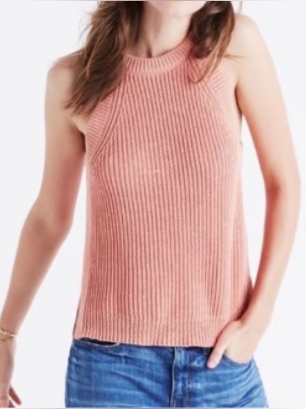 Madewell: Sleeveless Ribbed Top - Dusty Rose